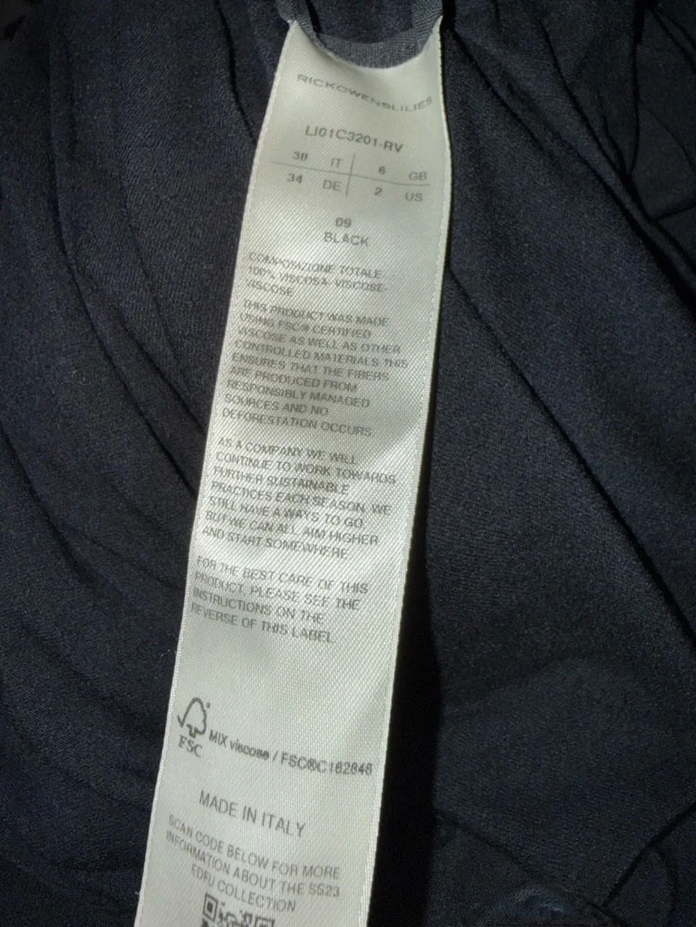 Rick Owens Lilies Black Em Blouse Kite Size US2 - Picture 8 of 12